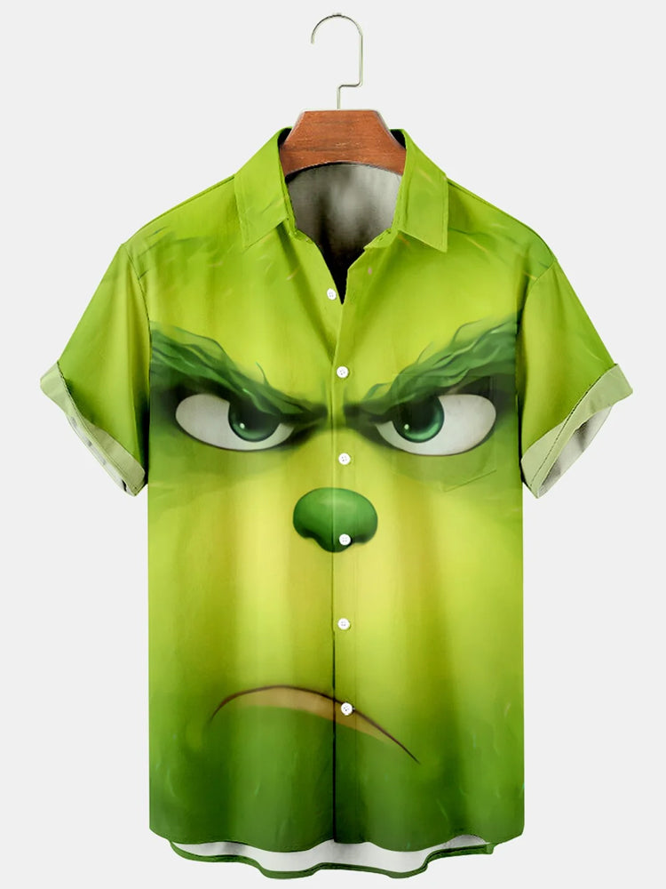 Men's Grinch Christmas Print Short Sleeve Shirt