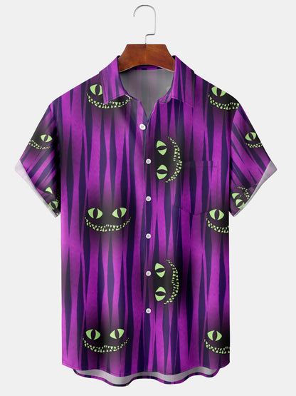 Men's Halloween Print Trendy Loose Short Sleeve Shirt