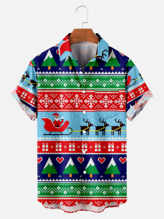 Men's Christmas Print Short Sleeve Shirt