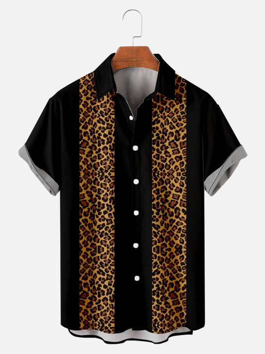 Leopard Print Vintage Bowling Shirt