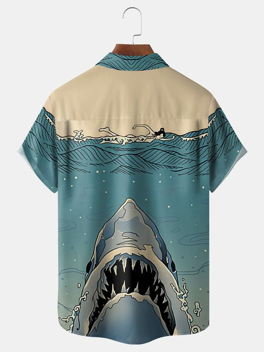 Ukiyo-e Shark Short Sleeve Hawaiian Shirt