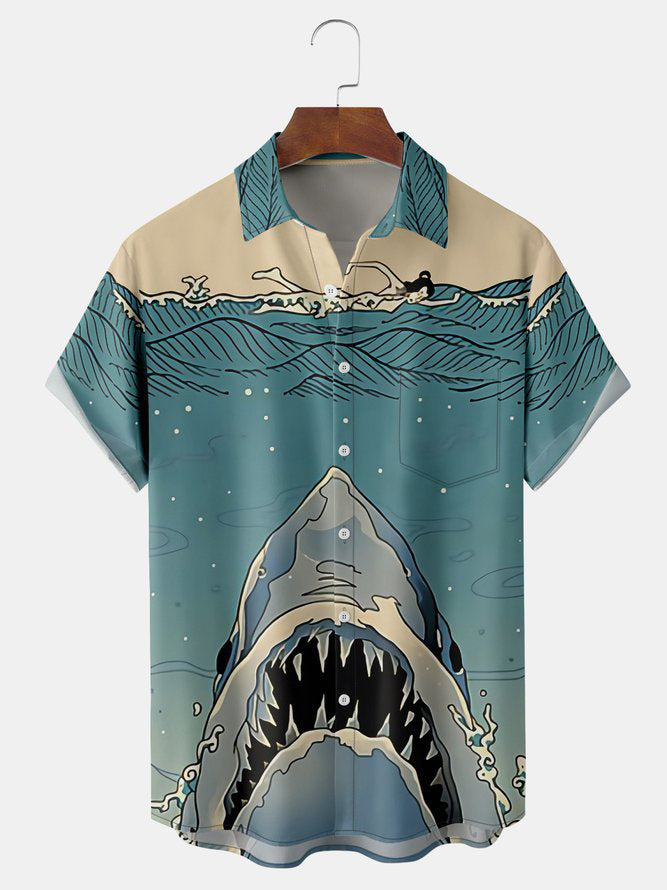 Ukiyo-e Shark Short Sleeve Hawaiian Shirt