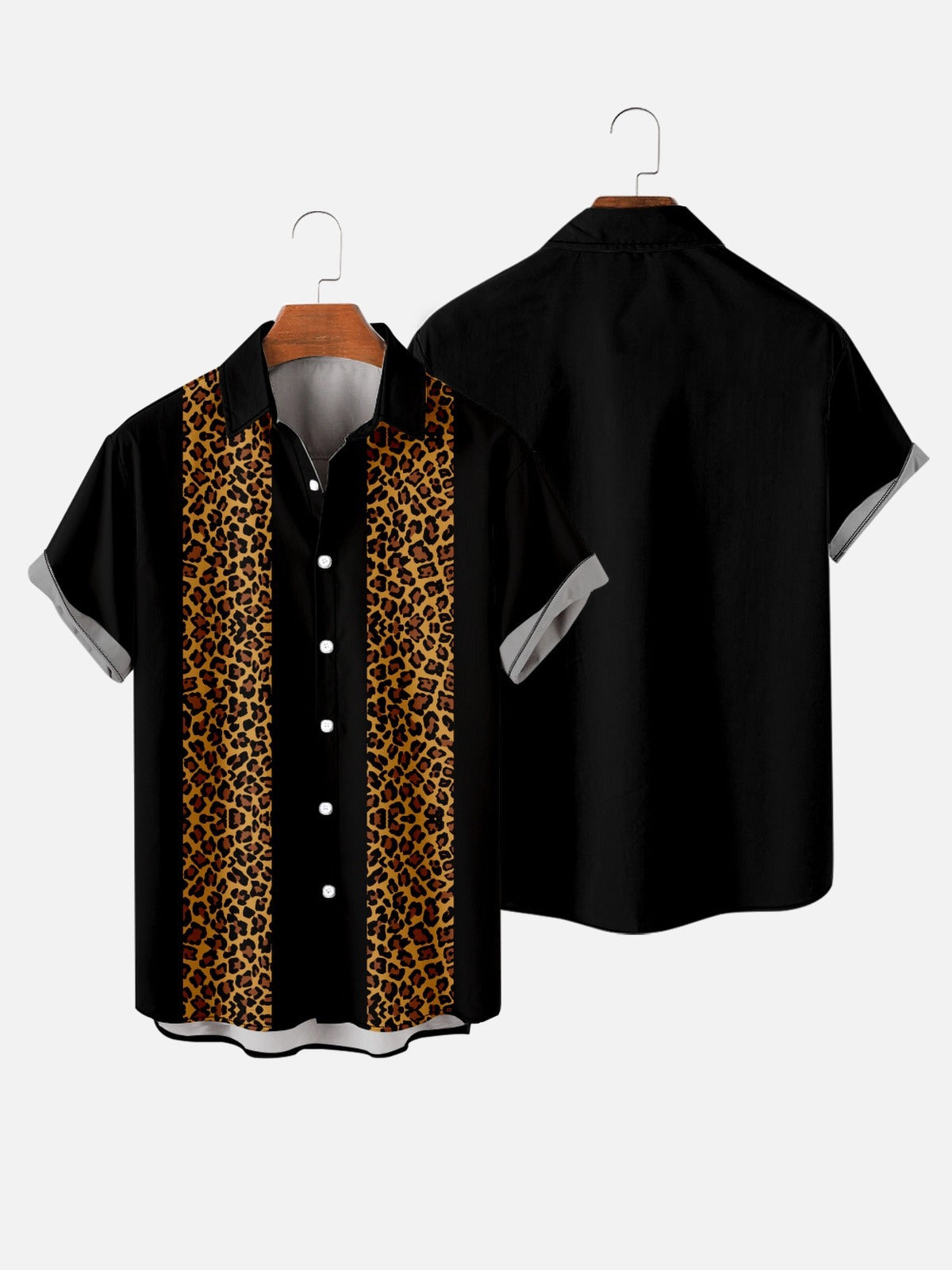 Leopard Print Vintage Bowling Shirt