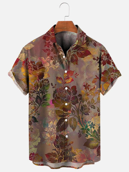 Men's Floral Print Hawaiian Short Sleeve Shirt