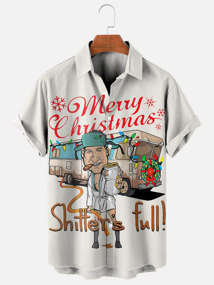 Men’s Shitter’s Full Christmas Vacation Printed Holiday Short Sleeve Shirt