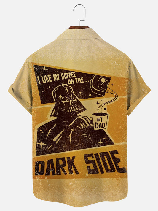 Men's Vintage Star Wars Coffee Poster Print Hawaiian Short Sleeve Shirt