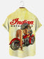 Men's Retro Motorcycle Girl Poster Print Hawaiian Short Sleeve Shirt