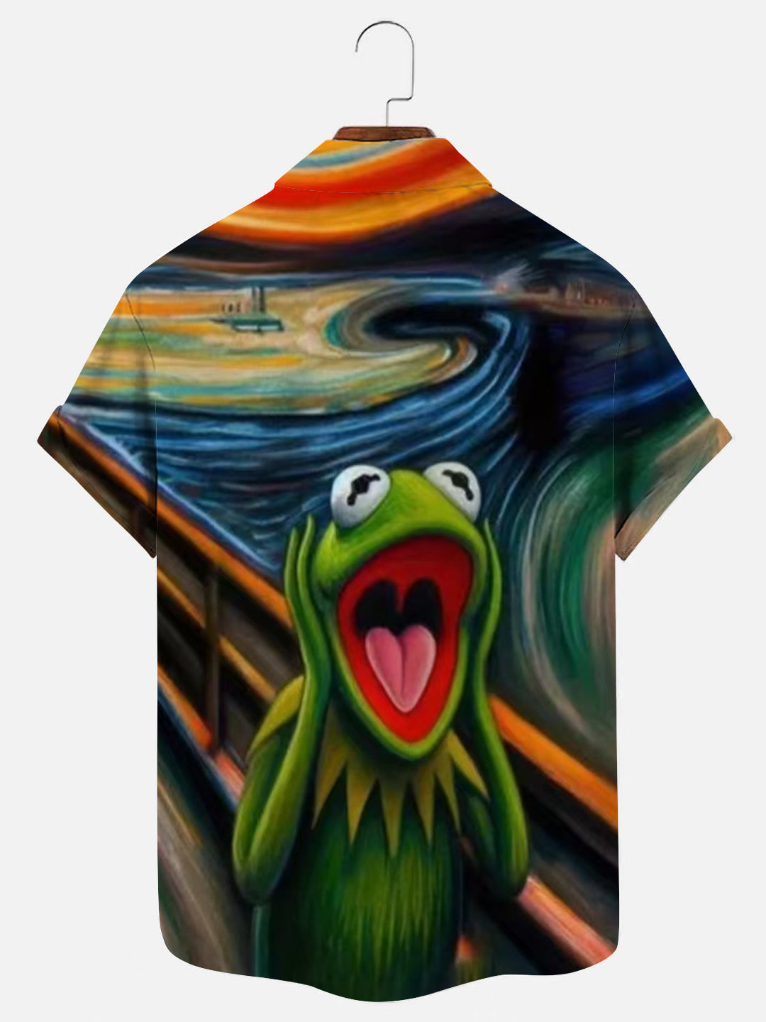 Screaming Muppet Frog Poster Print Hawaiian Short Sleeve Shirt