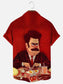 Men's Ron Swanson Print Hawaiian Short Sleeve Shirt