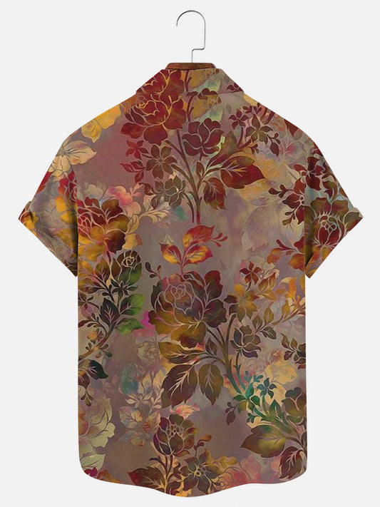 Men's Floral Print Hawaiian Short Sleeve Shirt