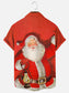 Men's Christmas Santa Print Hawaiian Holiday Short Sleeve Shirt