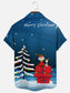 Men's Christmas Cartoon Character Decoration Tree Print Holiday Short Sleeve Shirt