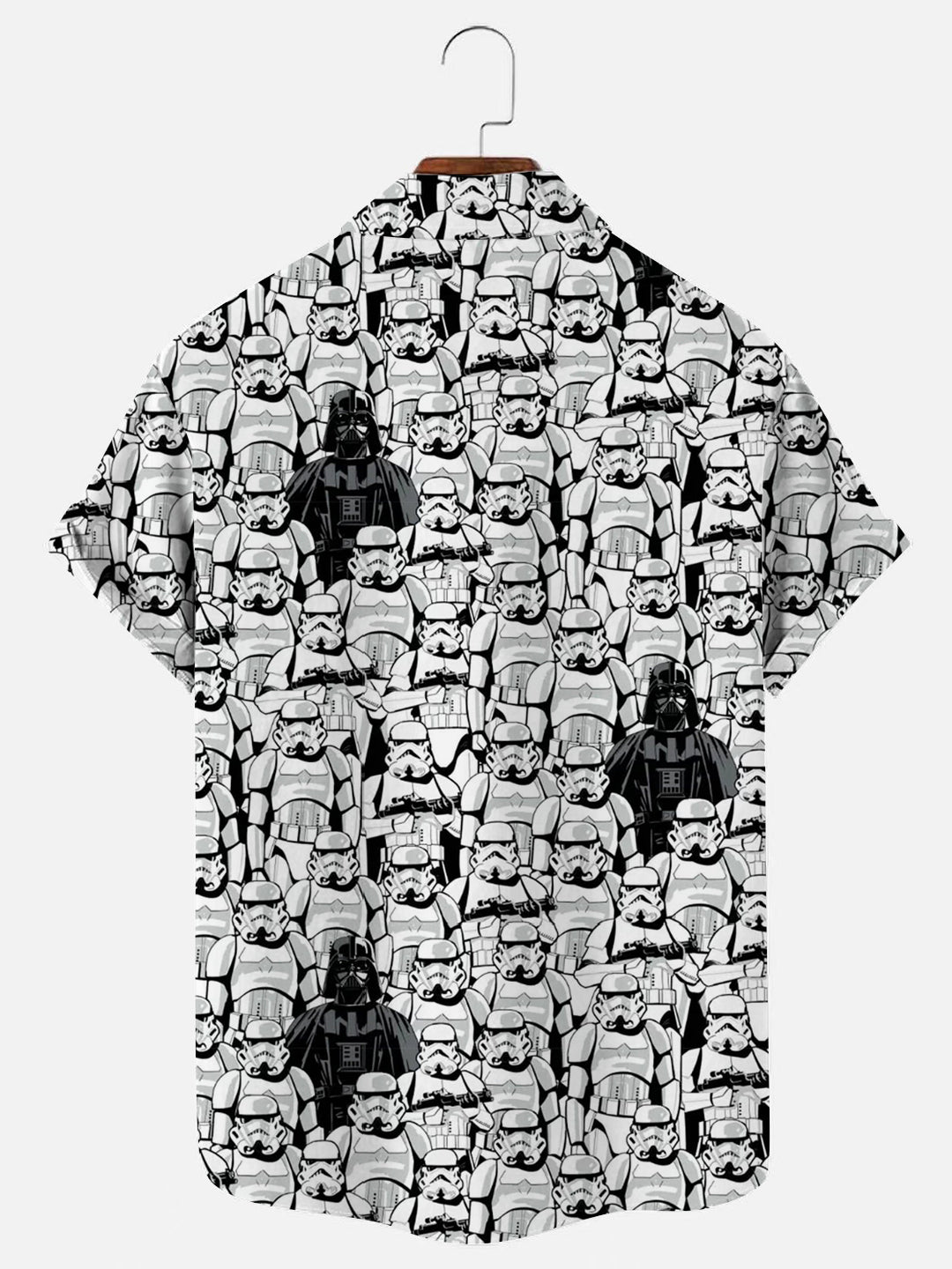 Men's Cartoon Stormtrooper Crowd Print Hawaiian Short Sleeve Shirt