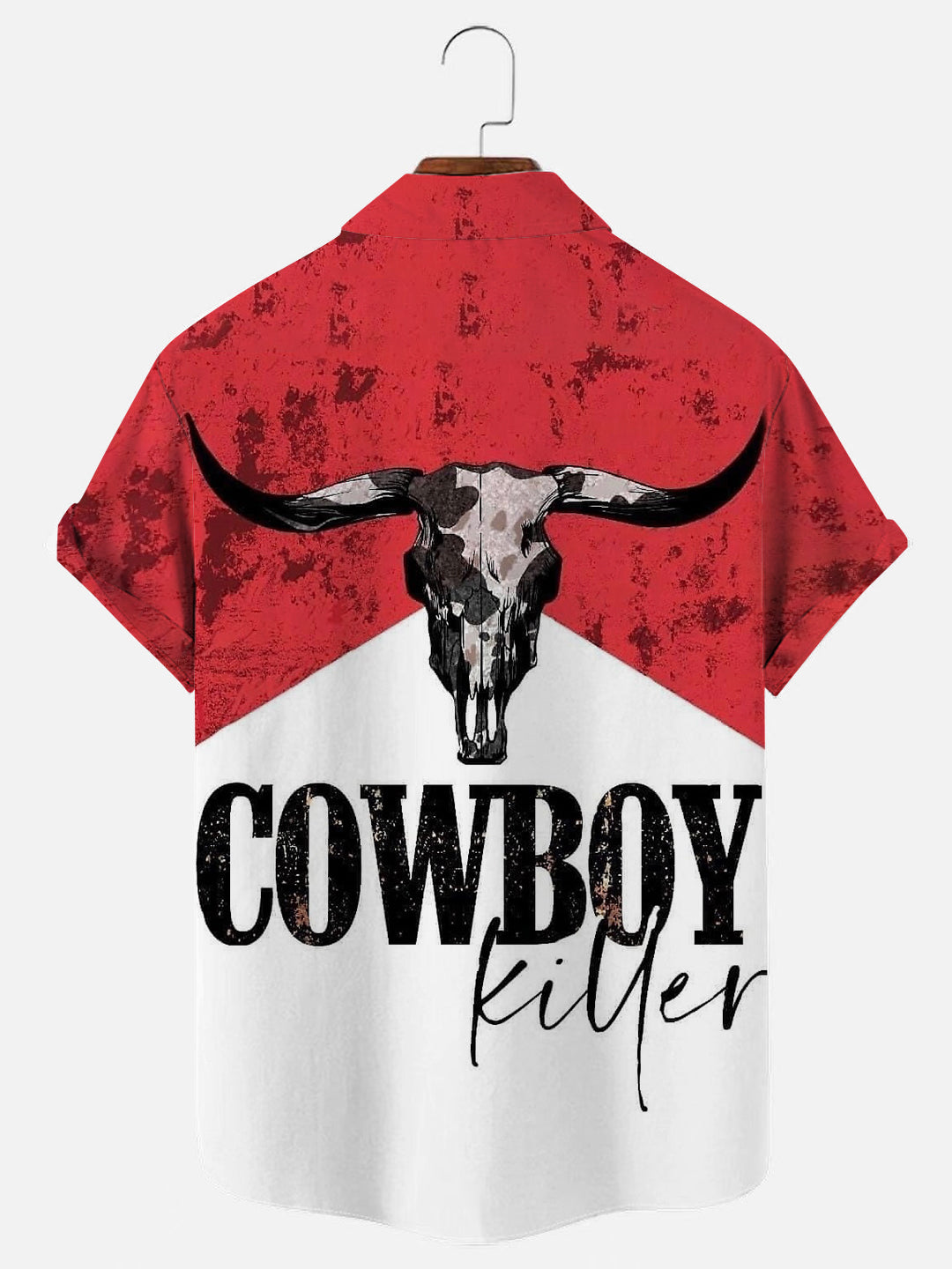 Men's Cowboy Killer Vintage Bull Pattern Casual Short Sleeve Shirt