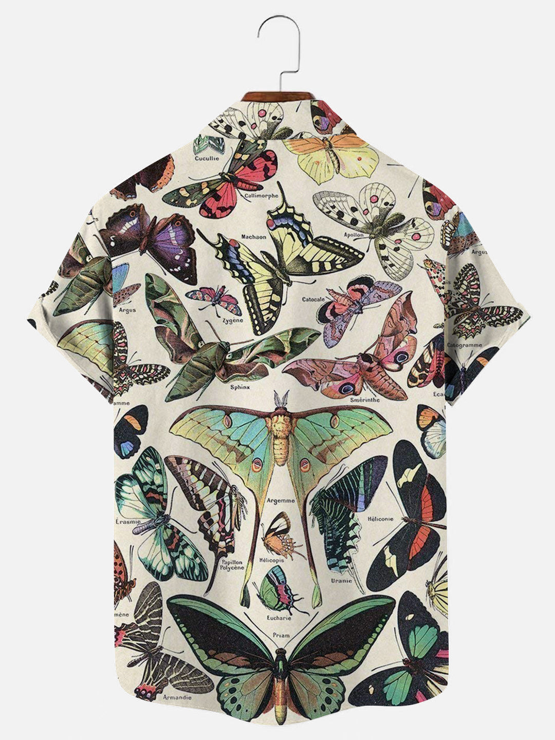 Men's Vintage Butterfly Print Hawaiian Short Sleeve Shirt