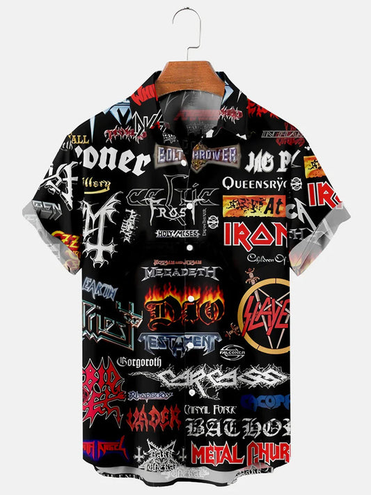 Men's Casual Music Rock Print Shirt