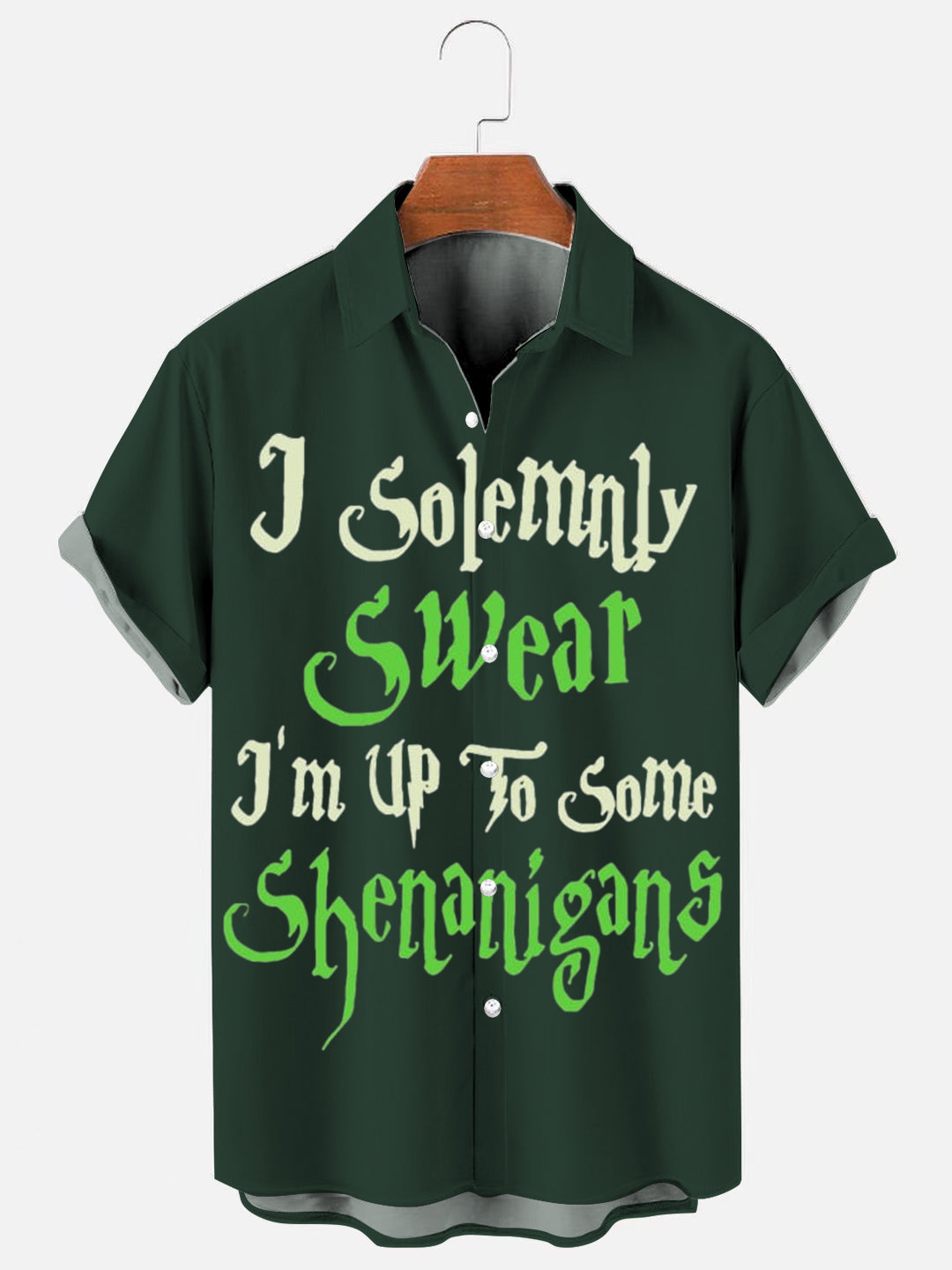 Men's St. Patrick Print Holiday Short Sleeve Shirt