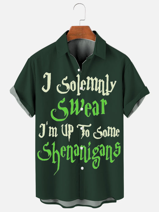 Men's St. Patrick Print Holiday Short Sleeve Shirt