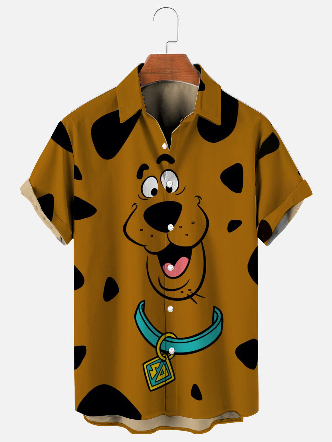 Men's Animated Cartoon Dog Print Hawaiian Short Sleeve Shirt