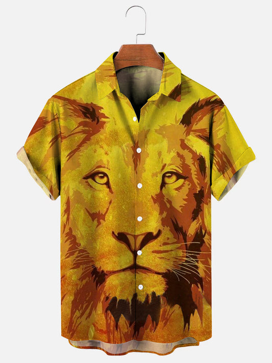 Men's Lion of Judah Print Short Sleeve Shirt