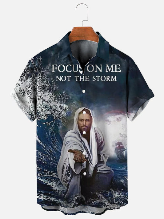 Jesus Focus On Me Not The Storm Hawaiian Short Sleeve Shirt