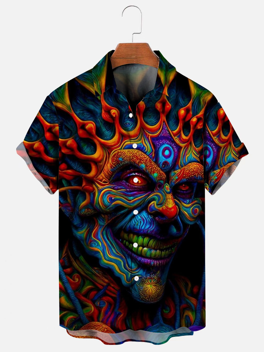 Surreal Psychedelic Art Print Casual Short Sleeve Shirt