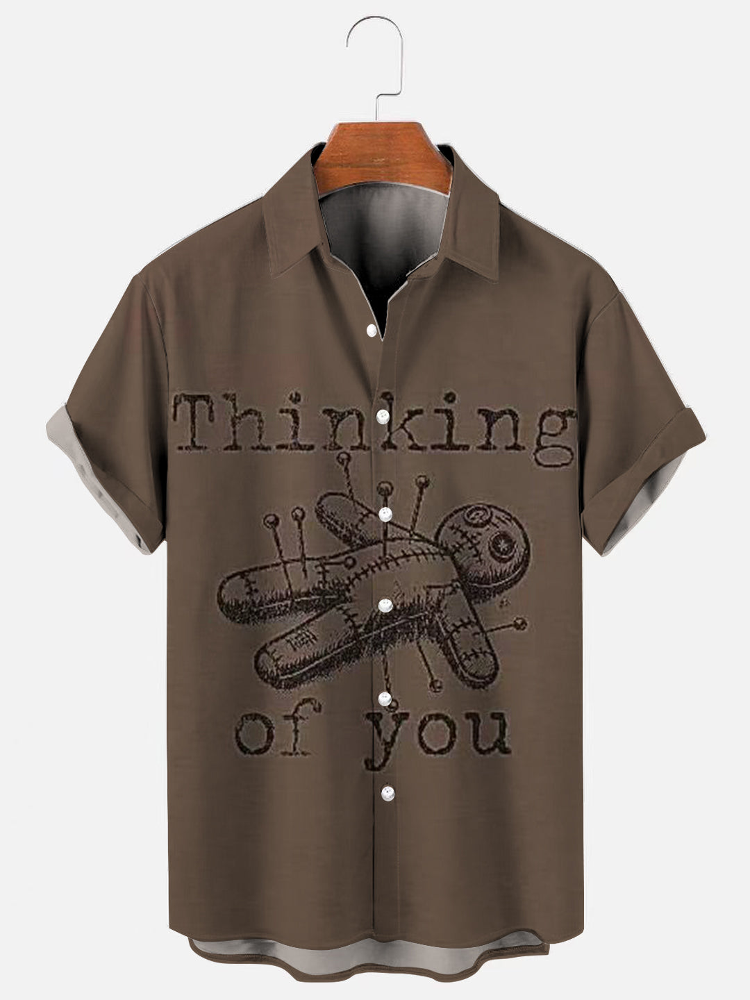 Thinking of You Voodoo Doll Print Casual Short Sleeve Shirt