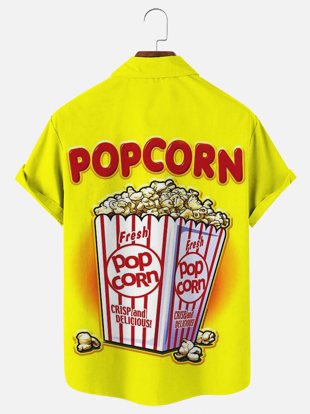 Men's Retro Popcorn Poster Print Hawaiian Short Sleeve Shirt