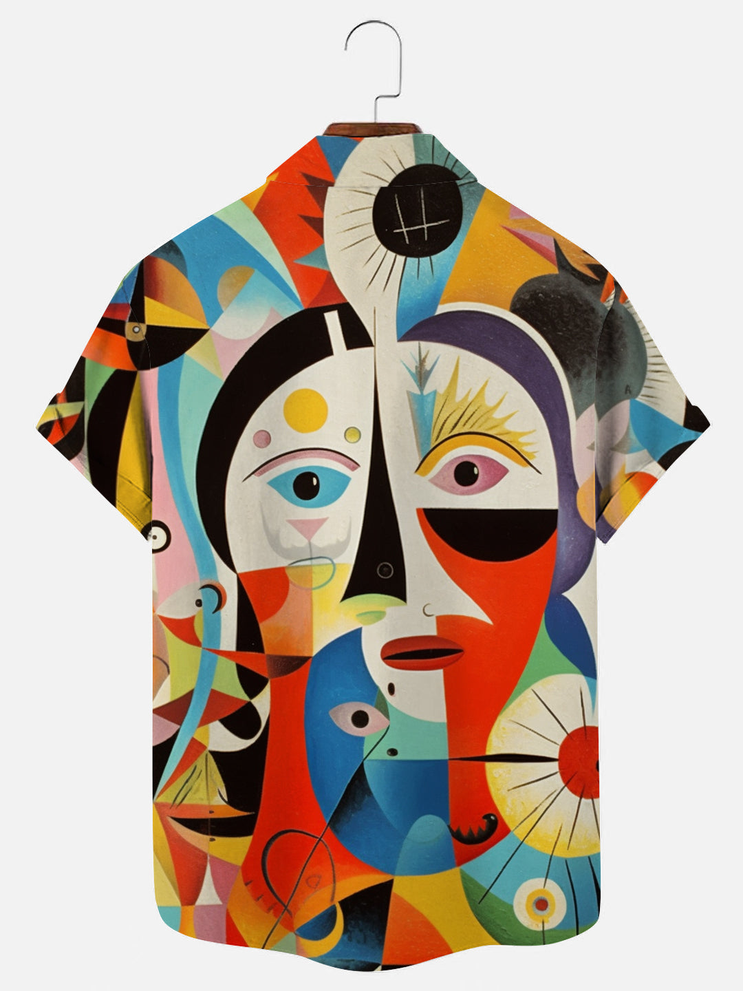 Abstract Face Art Print Casual Short Sleeve Shirt