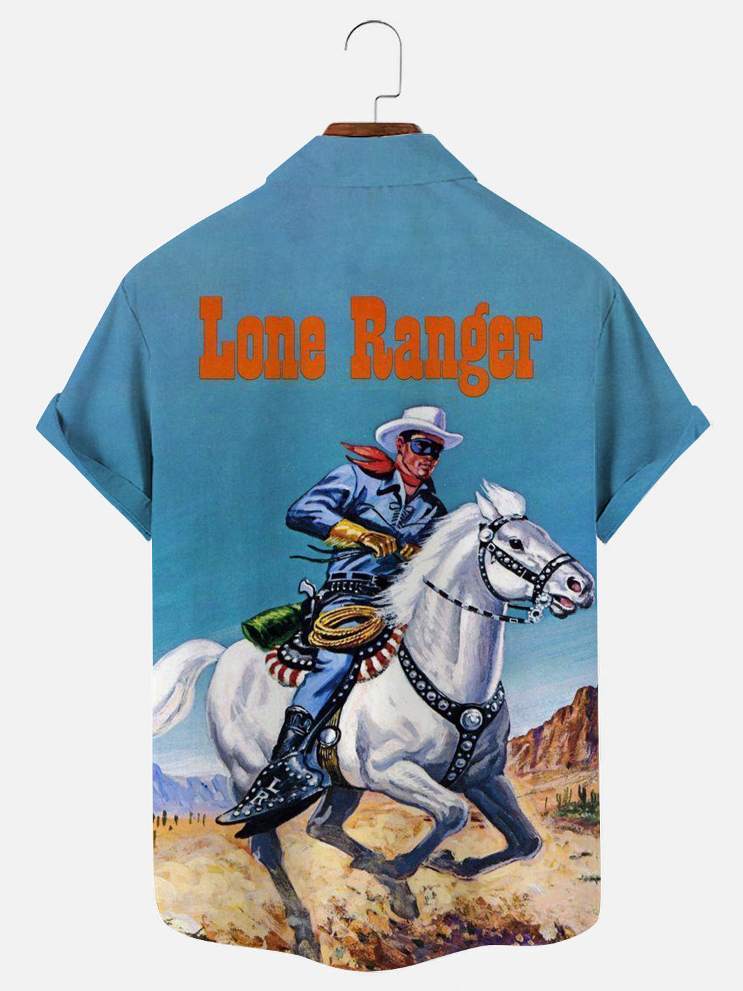 Men's Lone Ranger Retro Print Hawaiian Short Sleeve Shirt