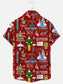 Christmas Patchwork Printed Casual Short Sleeve Shirt