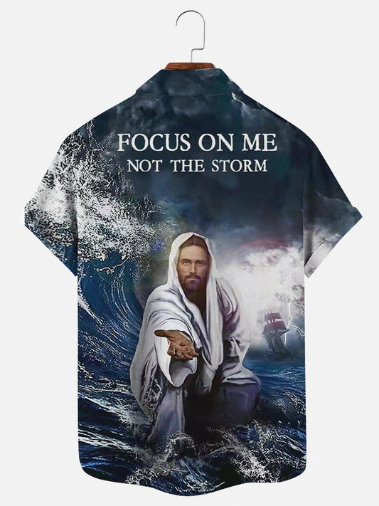 Jesus Focus On Me Not The Storm Hawaiian Short Sleeve Shirt