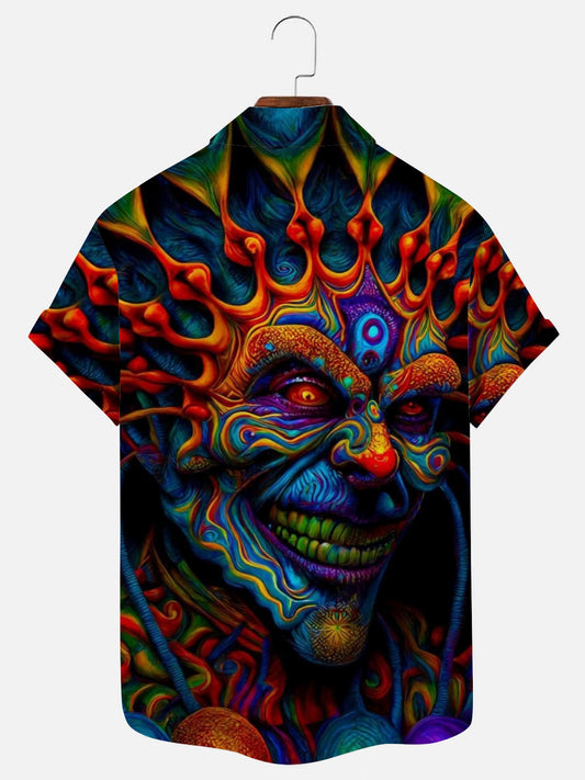 Surreal Psychedelic Art Print Casual Short Sleeve Shirt