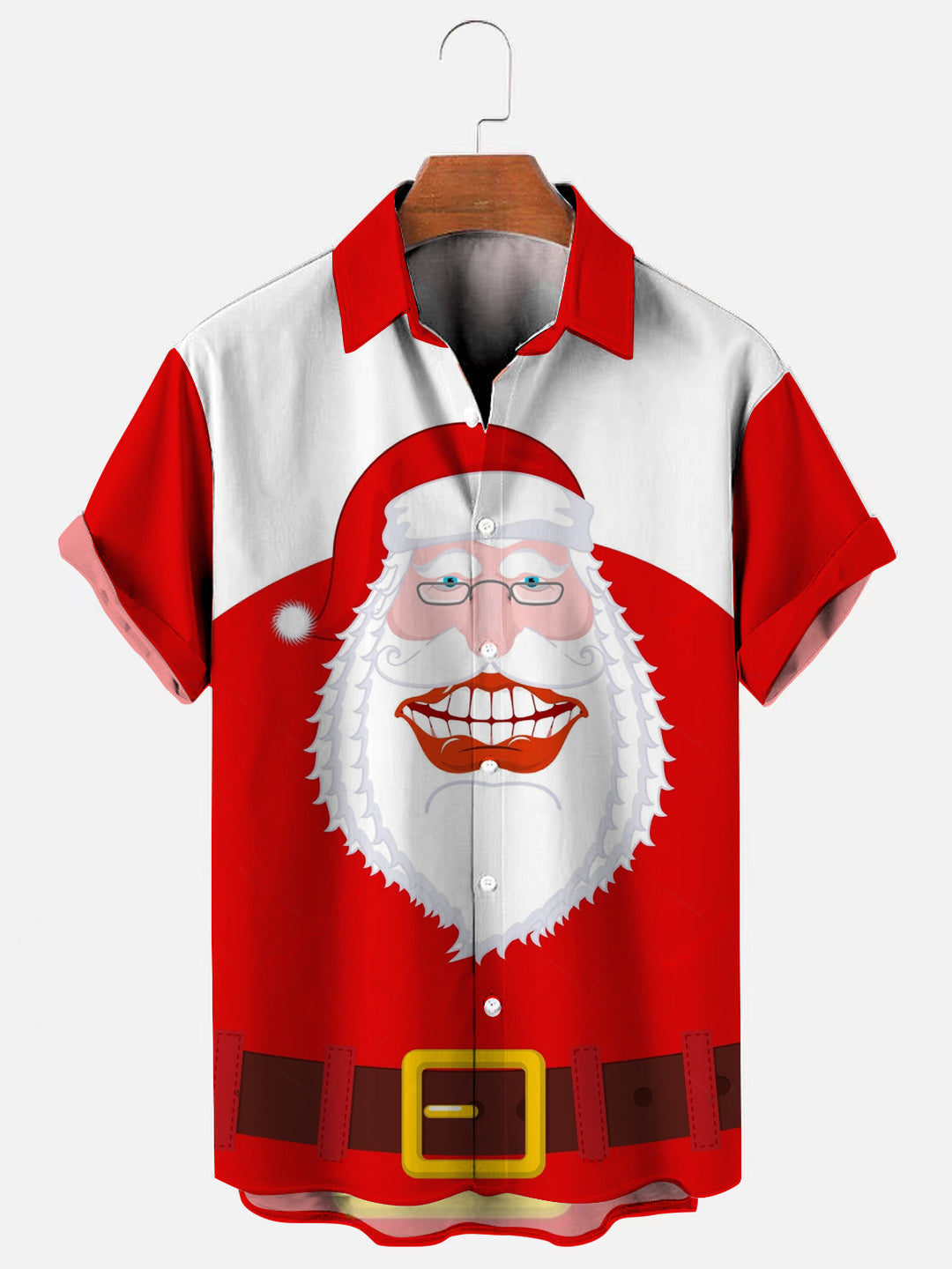 Men's Big Mouth Santa Print Holiday Short Sleeve Shirt