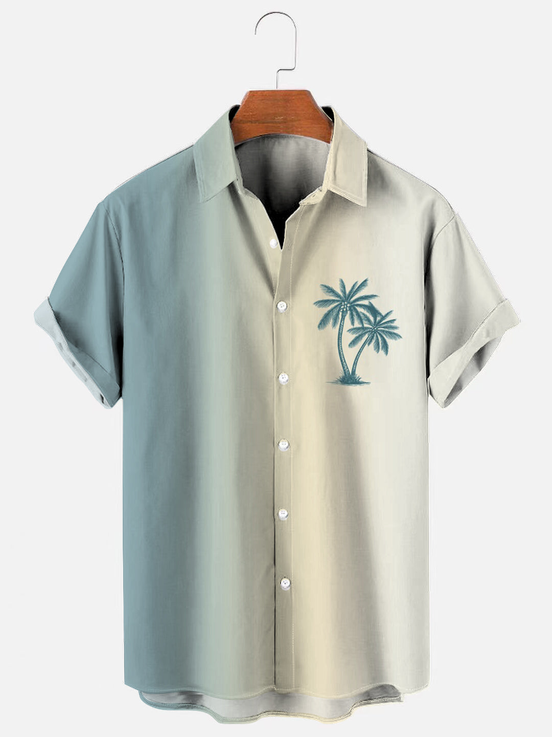 Men's Beach Palm Hawaiian Short Sleeve Shirt