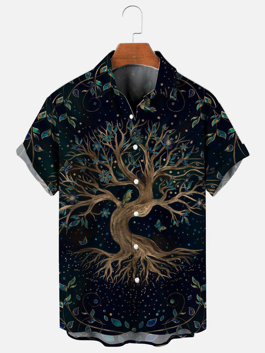 Men's Tree of Life Art Print Hawaiian Short Sleeve Shirt