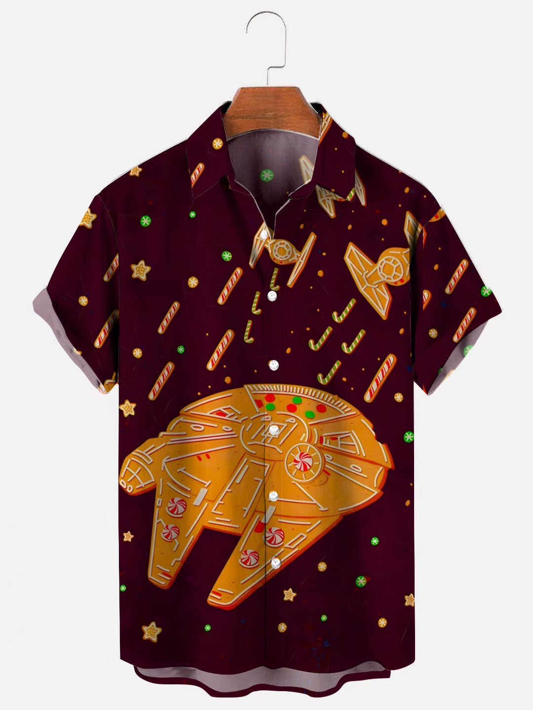 Men's Christmas Gingerbread Poster Print Hawaiian Short Sleeve Shirt