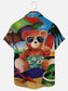 Men's Vintage Beach Bear Print Hawaiian Short Sleeve Shirt