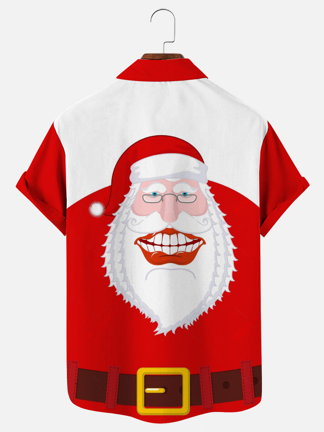 Men's Big Mouth Santa Print Holiday Short Sleeve Shirt