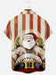 Men's Tattoo Santa Print Holiday Short Sleeve Shirt