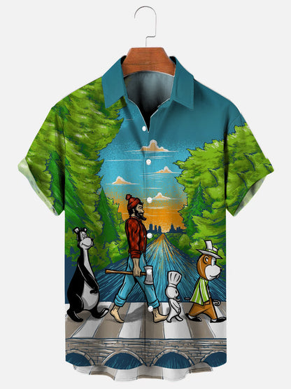 Men's Minnesota Character Print Hawaiian Short Sleeve Shirt