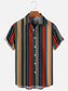 Men's Colorful Stripe Print Hawaiian Breathable Short Sleeve Shirt