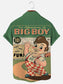 Men's Retro Cartoon Boy Print Hawaiian Short Sleeve Shirt