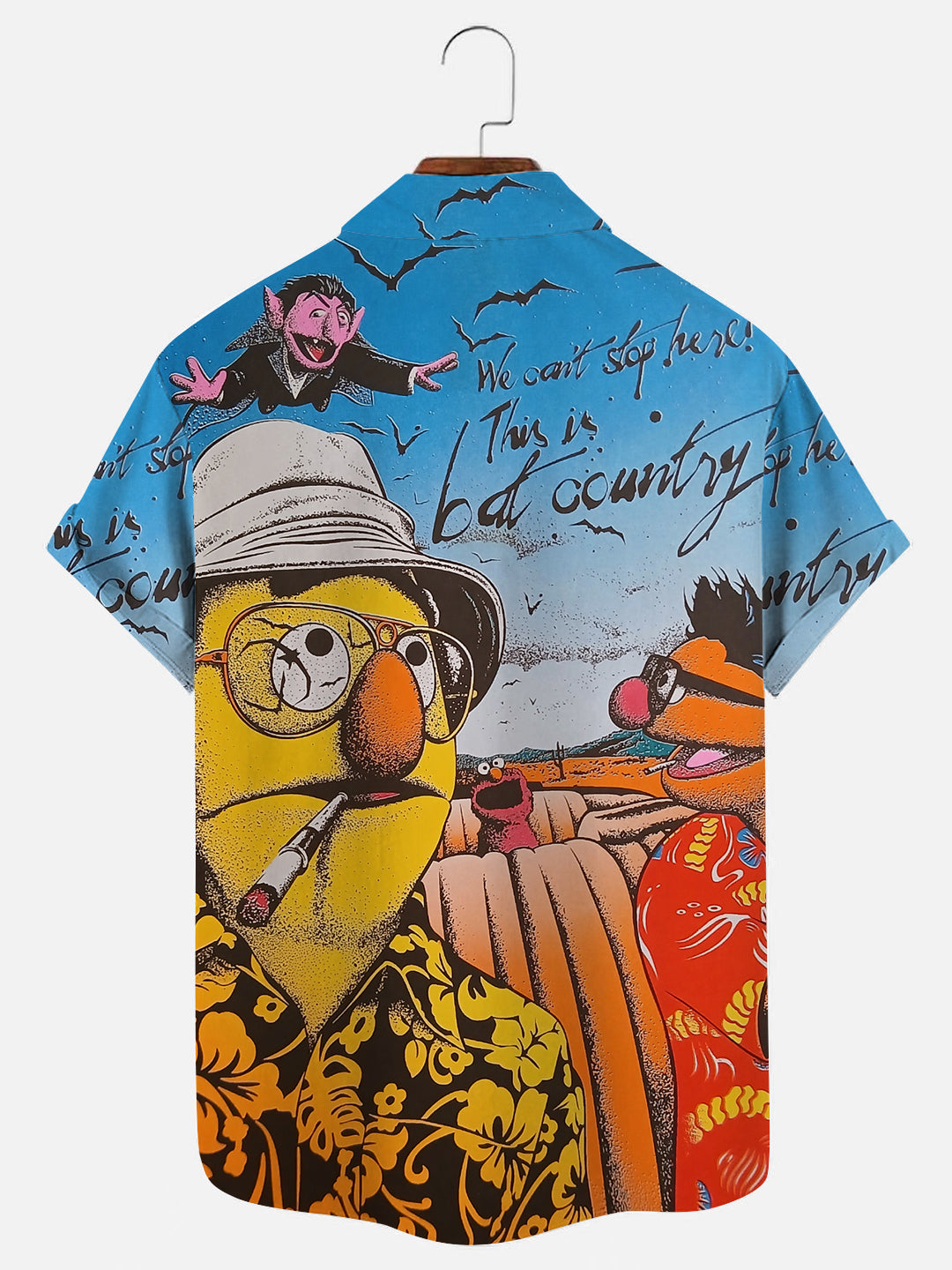 Men's Retro Cartoon Print Hawaiian Casual Breathable Short Sleeve Shirt