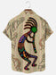 Men's Kokopelli Rainbow Tribal Print Hawaiian Short Sleeve Shirt