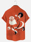 Men's Vintage Santa Bowling Print Holiday Short Sleeve Shirt