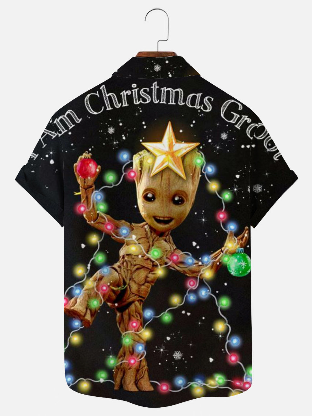 Men's Christmas Cartoon Character Dance Print Hawaiian Short Sleeve Shirt