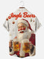 Men's Santa Beer Print Holiday Short Sleeve Shirt