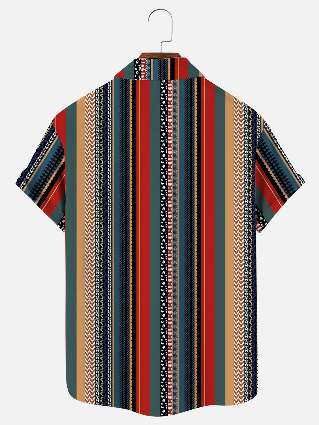 Men's Colorful Stripe Print Hawaiian Breathable Short Sleeve Shirt