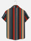 Men's Colorful Stripe Print Hawaiian Breathable Short Sleeve Shirt